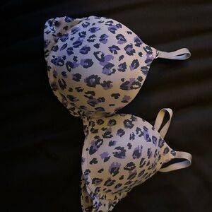 SO Lavender and Black Leopard Print Bra